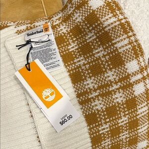 Timberland Cream and Brown Checkered Scarf